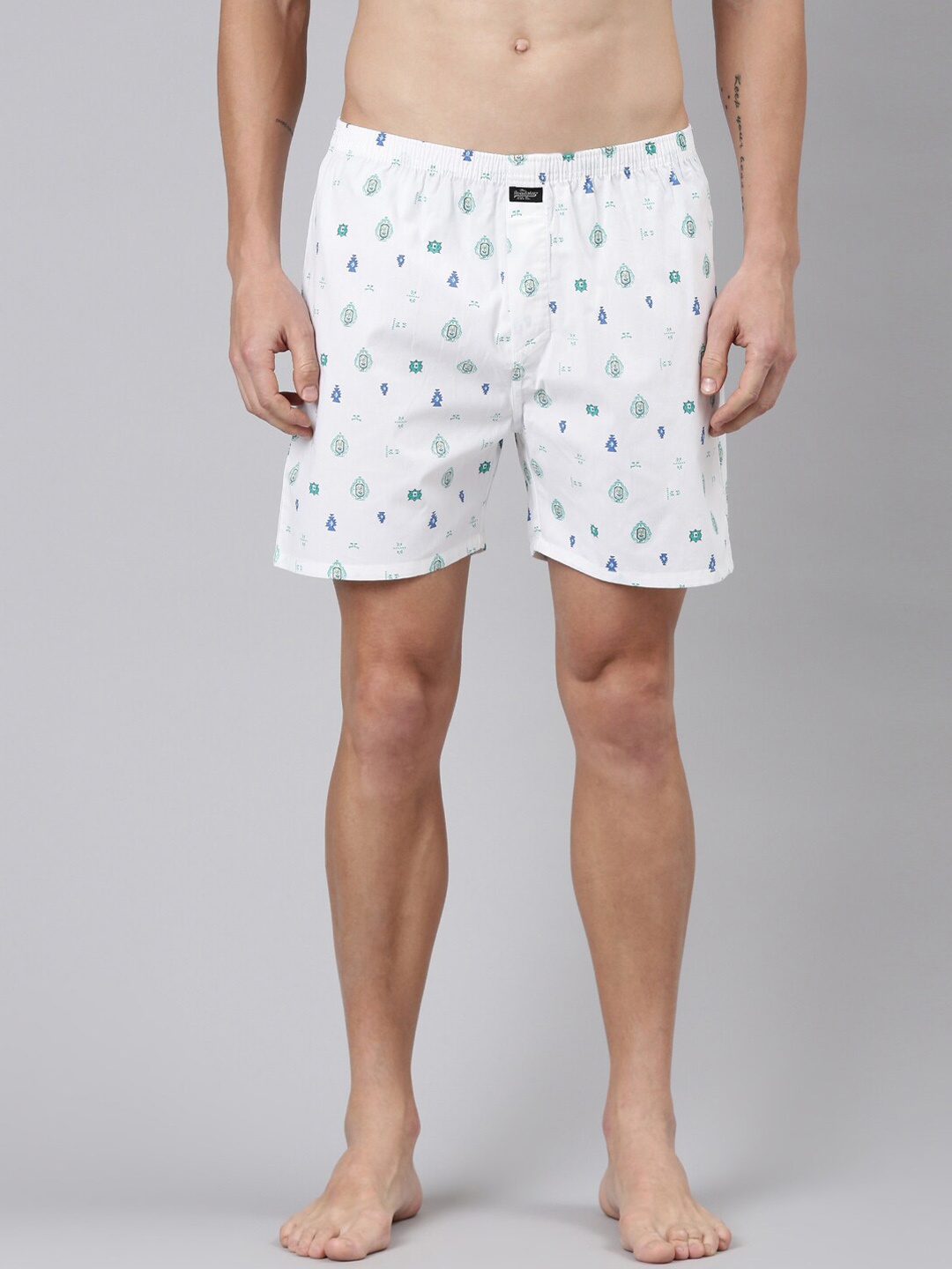 

The Roadster Lifestyle Co. Printed Pure Cotton Boxers RR-BP-MXP29, White