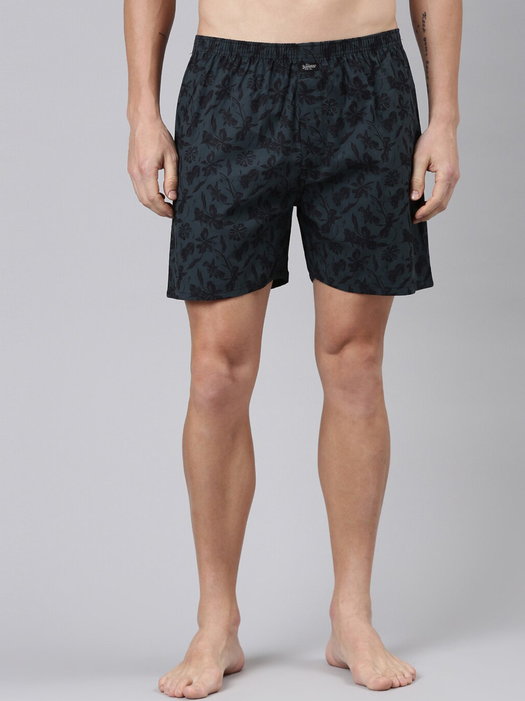 

The Roadster Lifestyle Co. Grey Floral Printed Pure Cotton Boxers