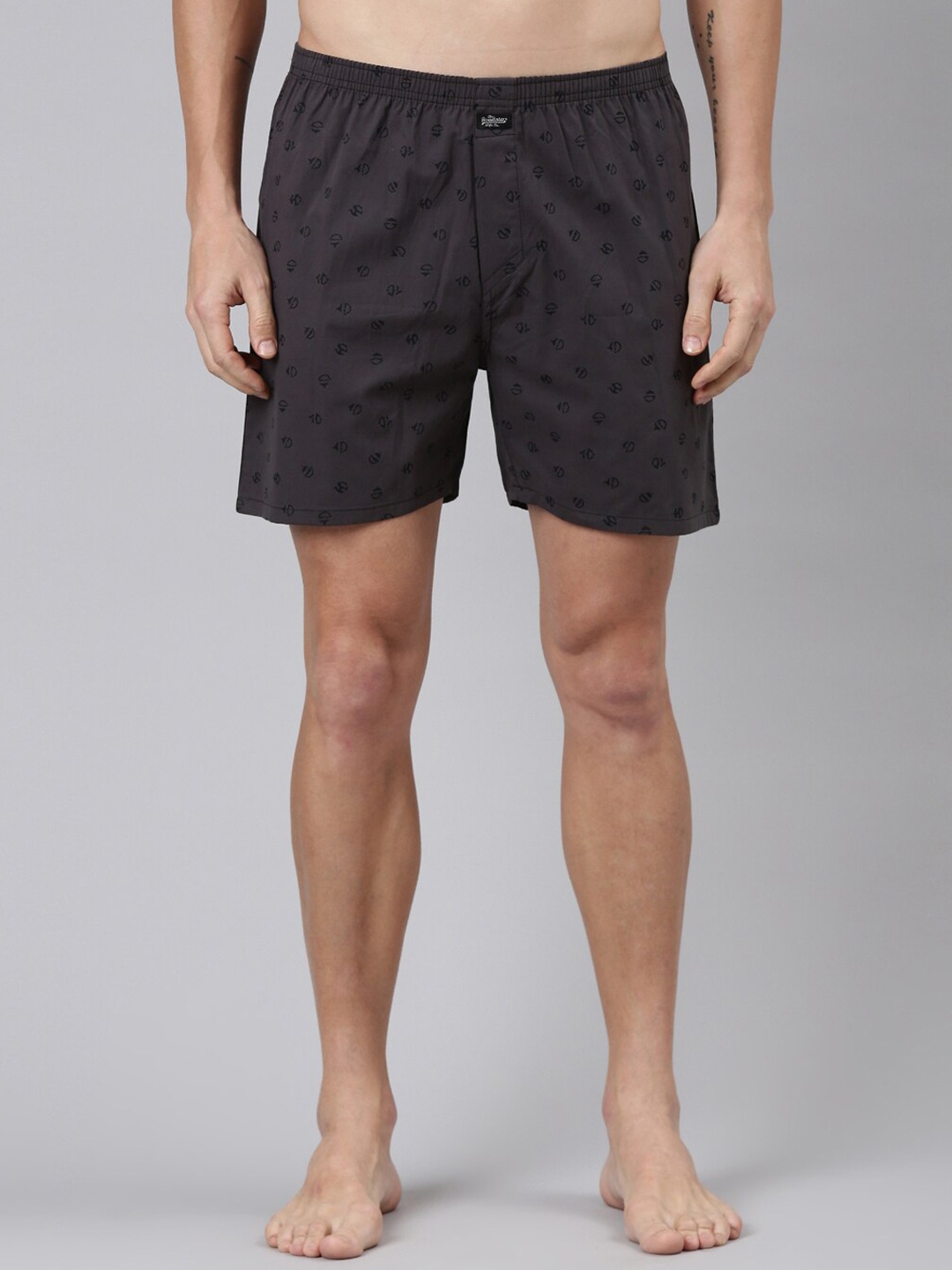 

The Roadster Lifestyle Co Geometric Printed Pure Cotton Boxers RR-BP-MXP19, Grey