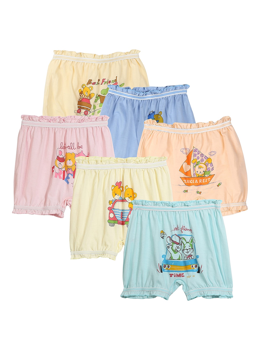 

Dowin Kids Pack Of 6 Printed Pure Cotton Boy Shorts Briefs, Blue