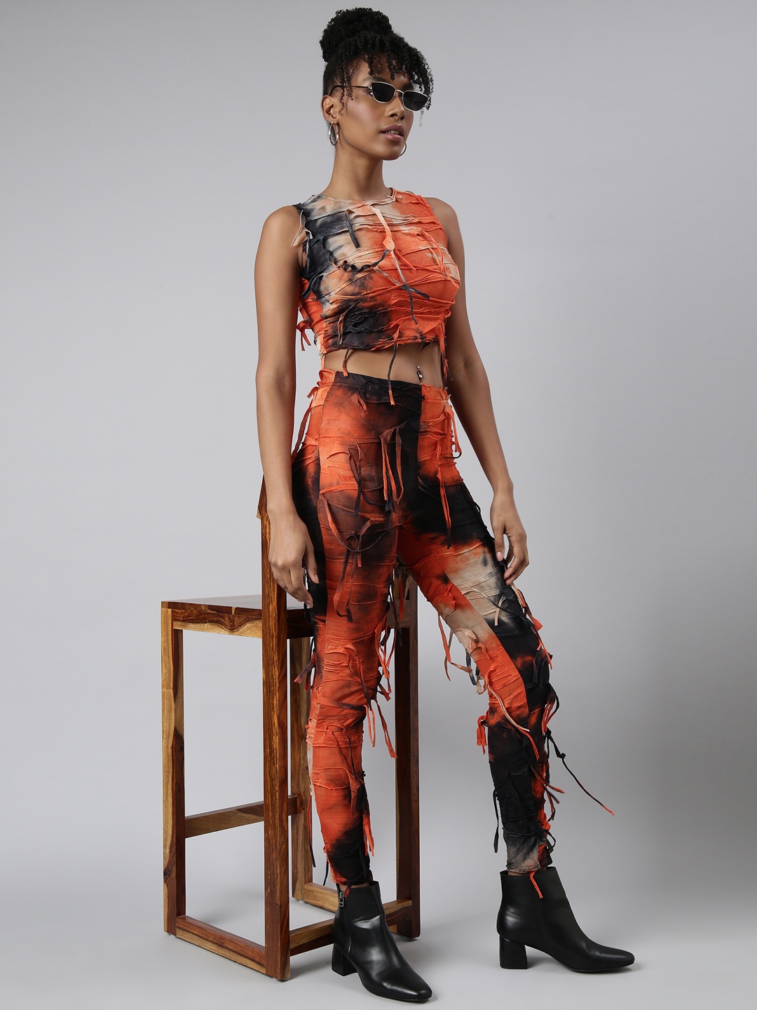 

SHOWOFF Dyed Top With Trousers, Orange