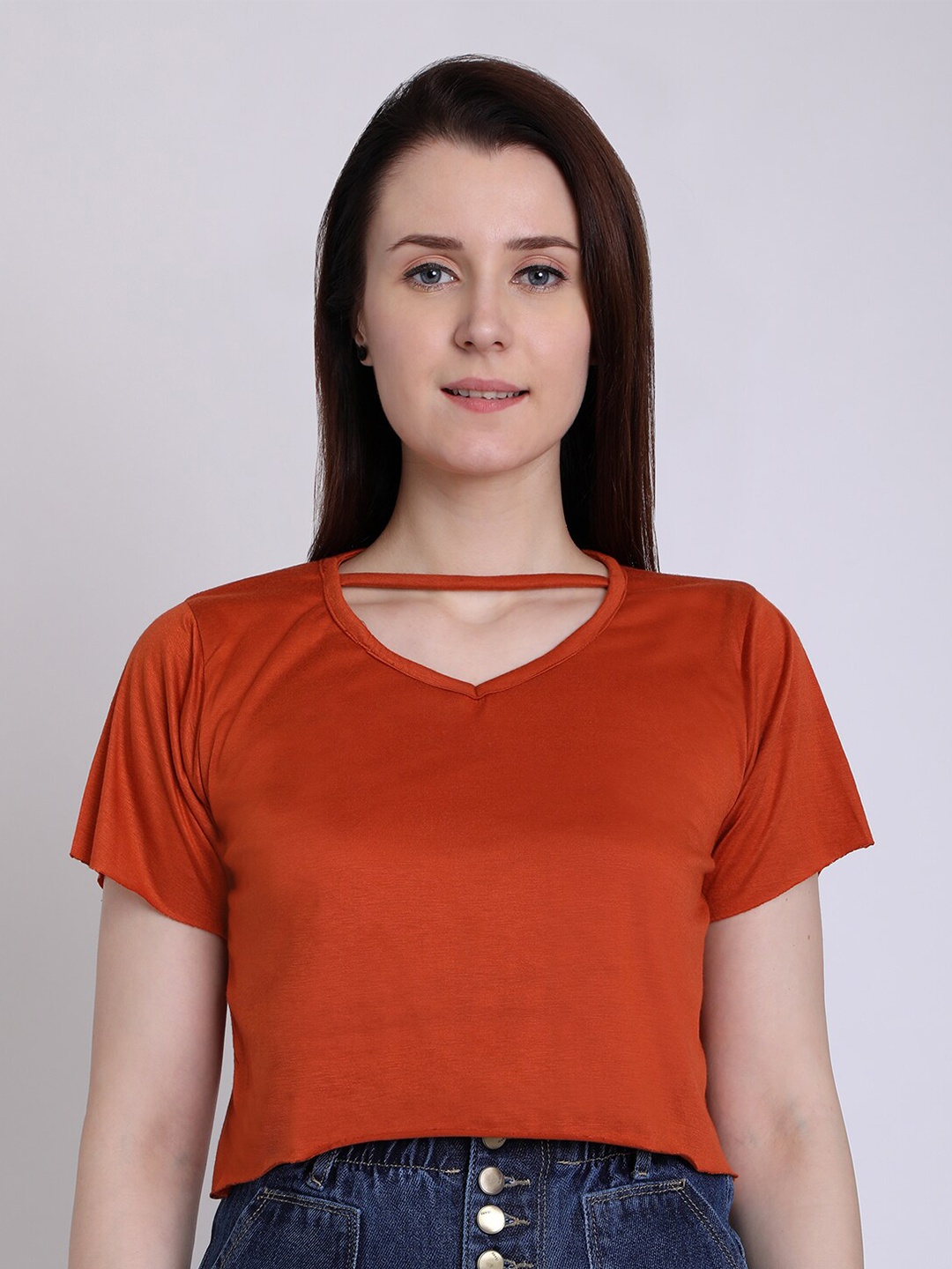 

CHIMPAAANZEE V-Neck Crop Top, Orange