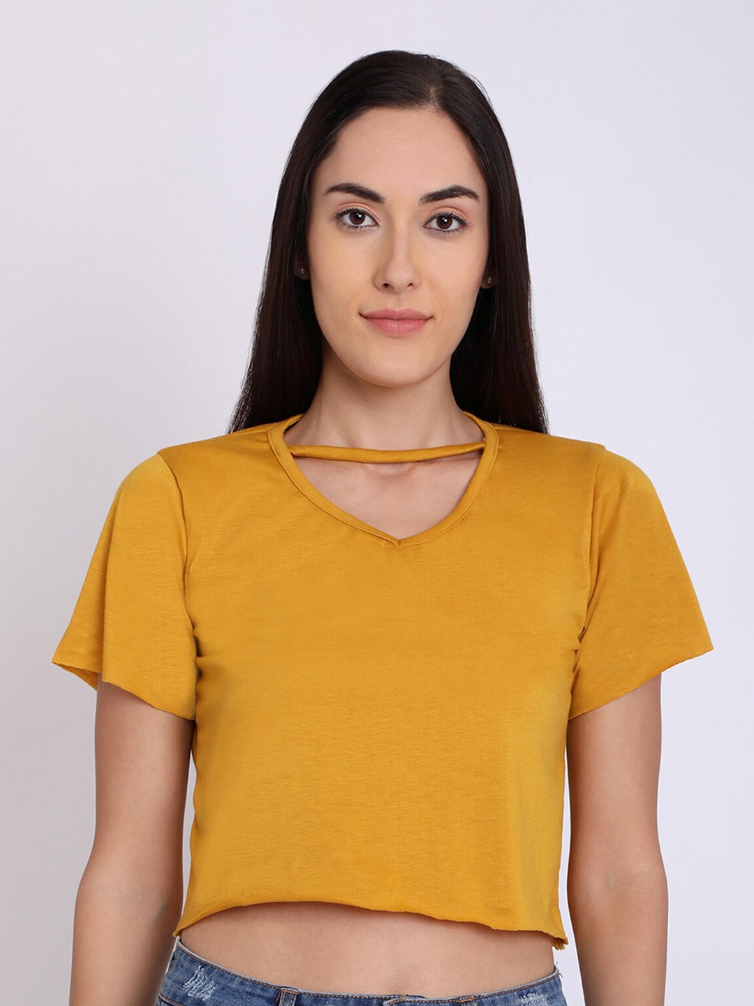 

CHIMPAAANZEE V-Neck Crop Top, Yellow