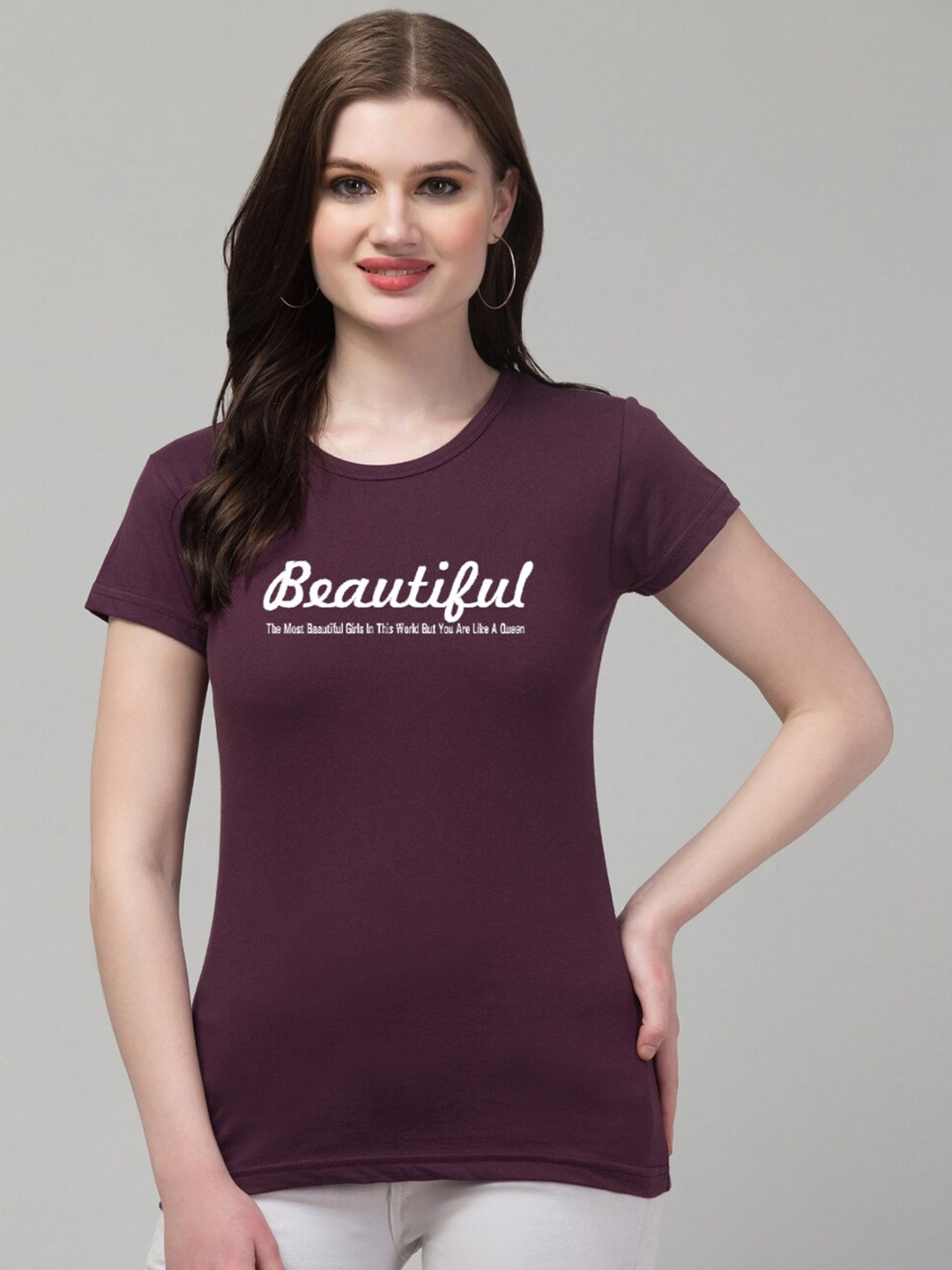 

Trend Level Typography Printed Cotton T-shirt, Burgundy