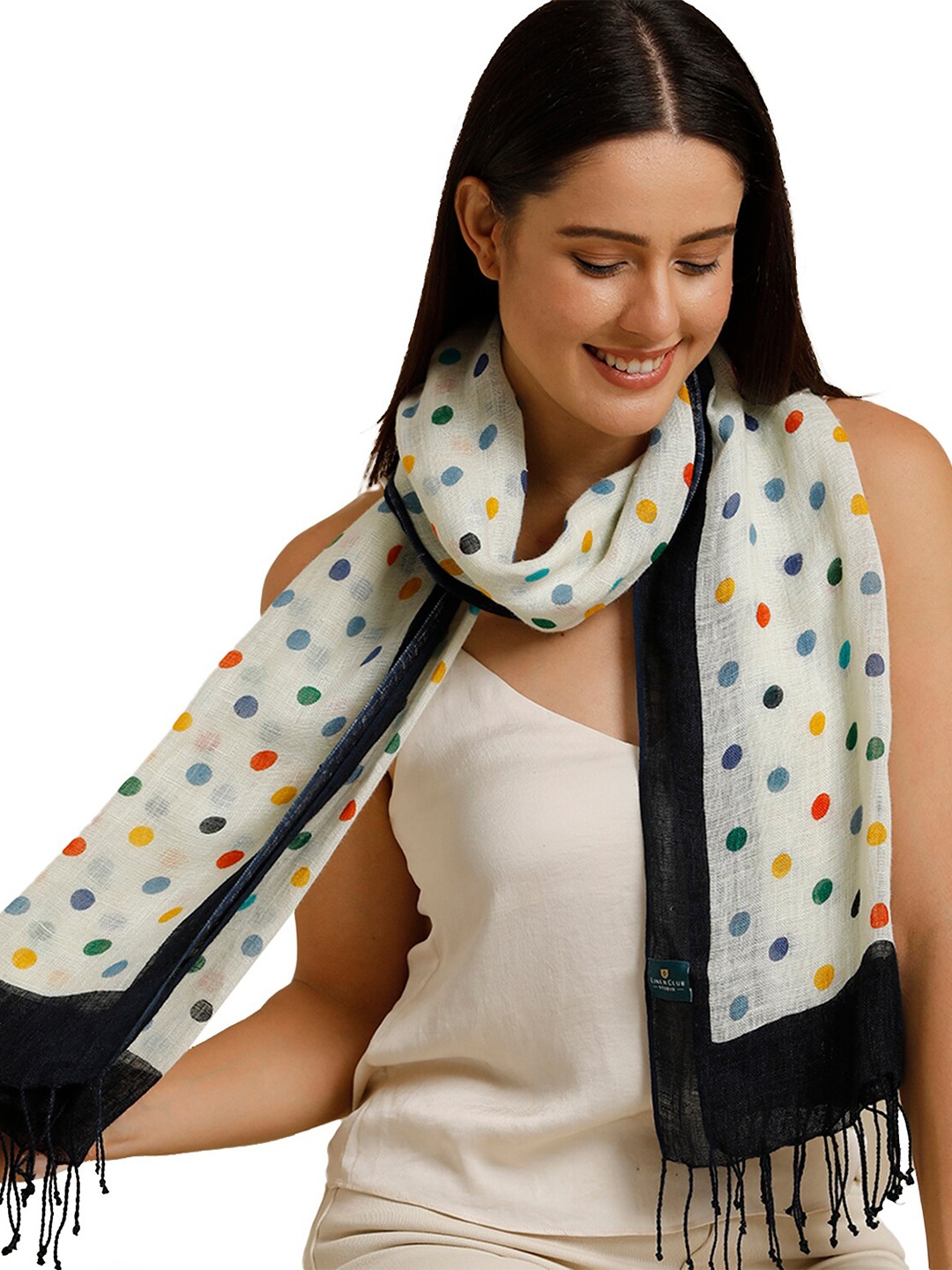 

Linen Club Unisex Geometric Printed Pure Linen Stole, White