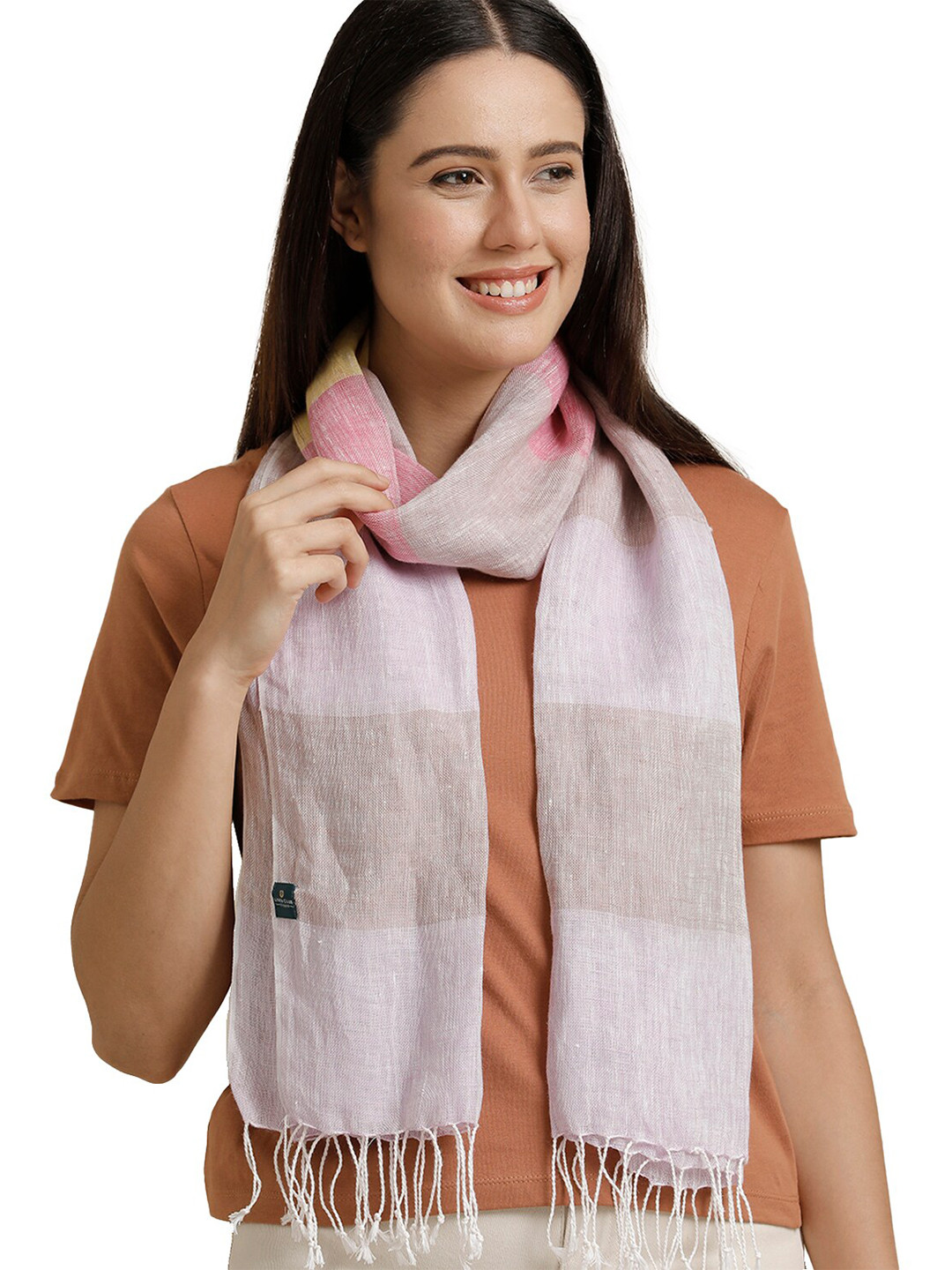 

Linen Club Unisex Striped Pure Linen Stole, Purple