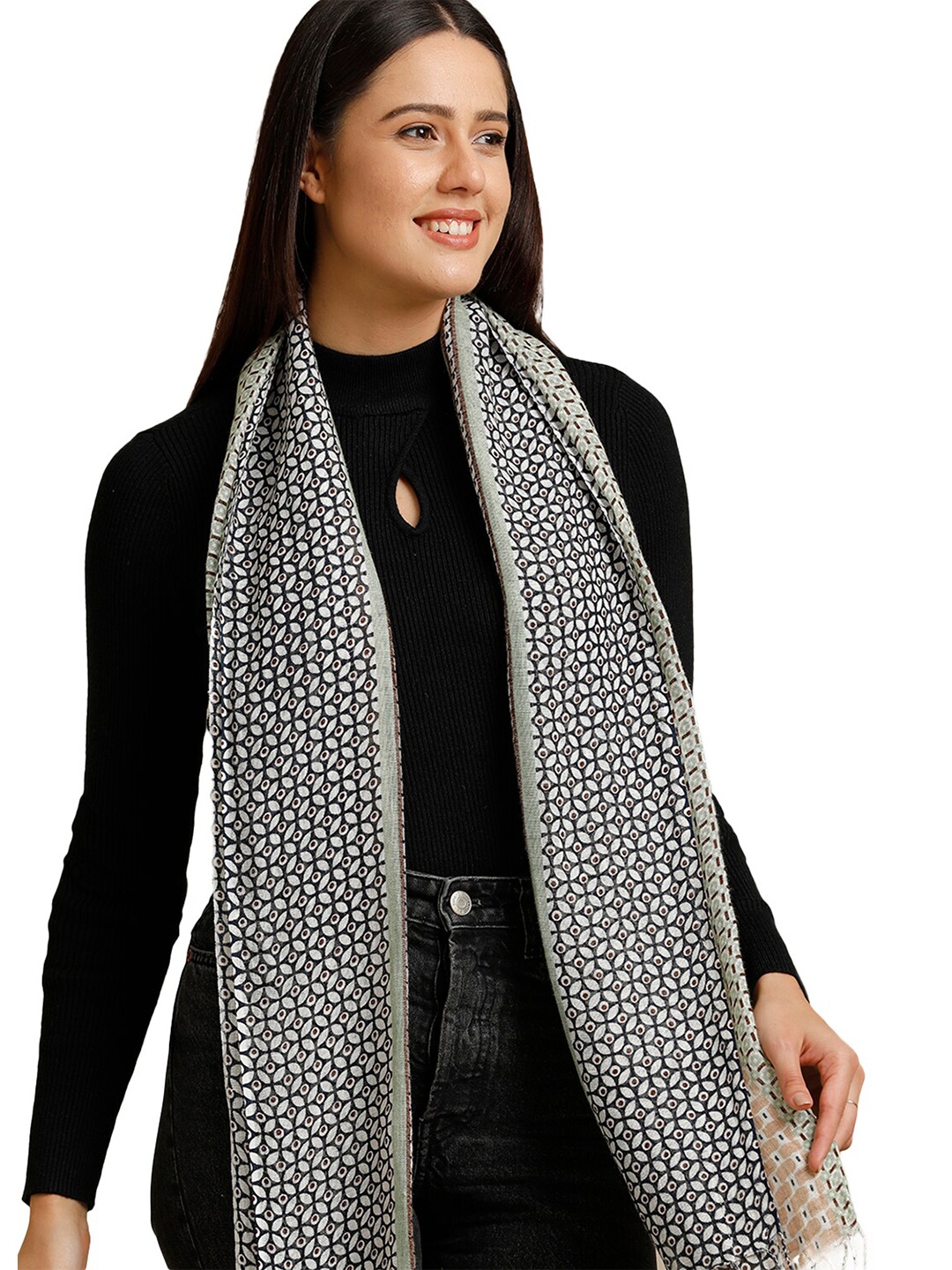 

Linen Club Unisex Printed Stole, Grey