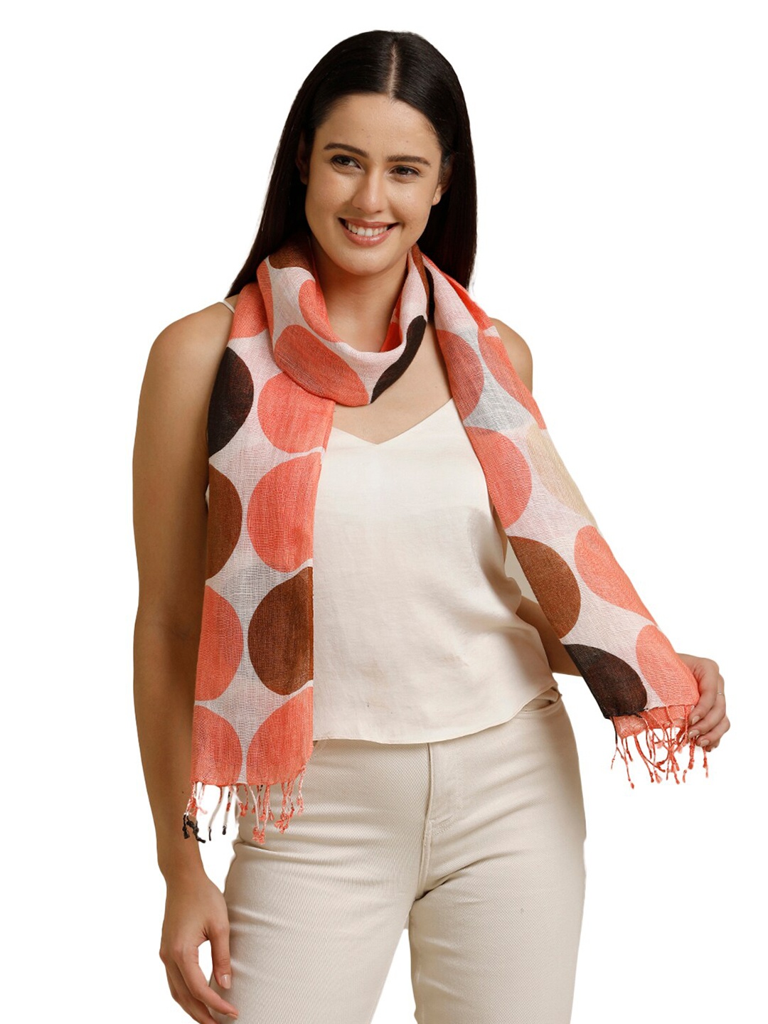 

Linen Club Unisex Printed Pure Linen Stole, White