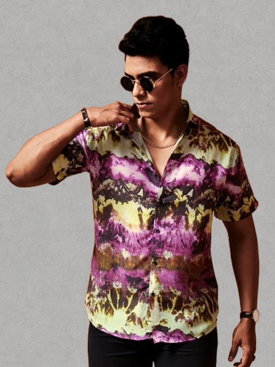 

LONDON PRINTS India Slim Slim Fit Abstract Printed Casual Shirt, Pink