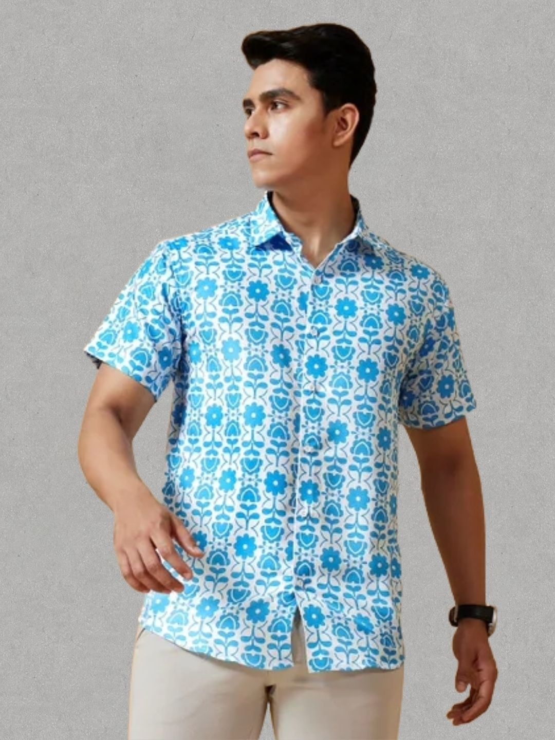 

LONDON PRINTS India Slim Fit Floral Printed Casual Shirt, Blue
