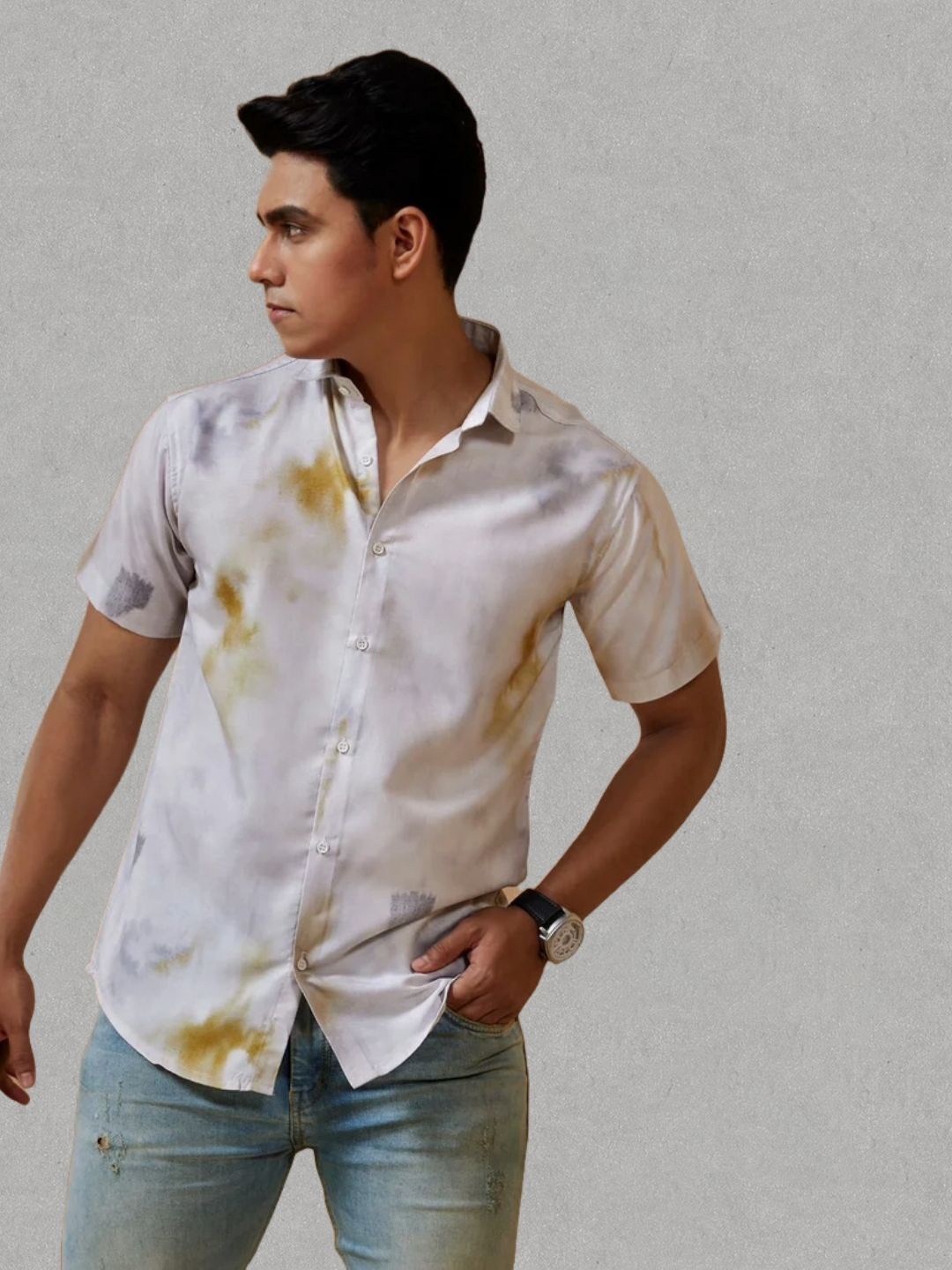 

LONDON PRINTS Abstract Printed India Slim Fit Casual Shirt, Off white