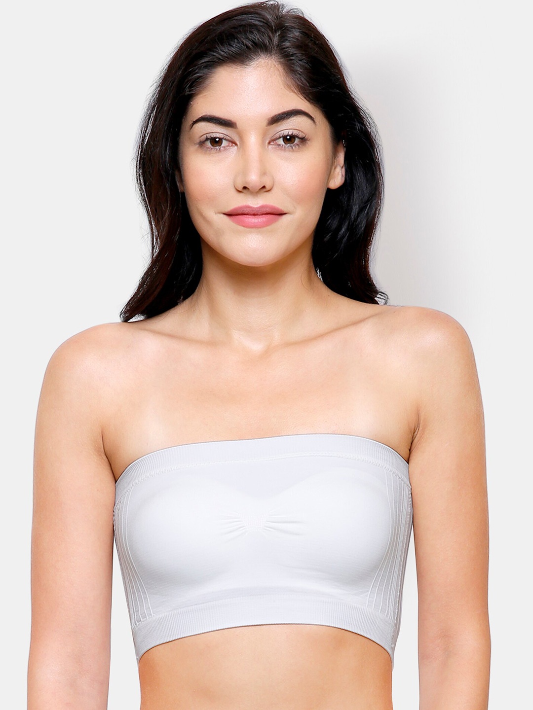 

FashionRack All Day Comfort Bandeau Bra Half Coverage Lightly Padded, White