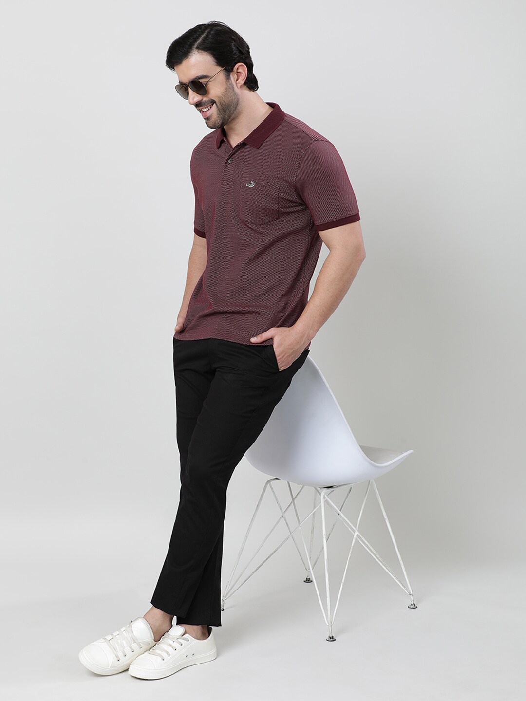 

Crocodile Polo Collar Short Sleeves Cotton Slim Fit T-shirt, Maroon