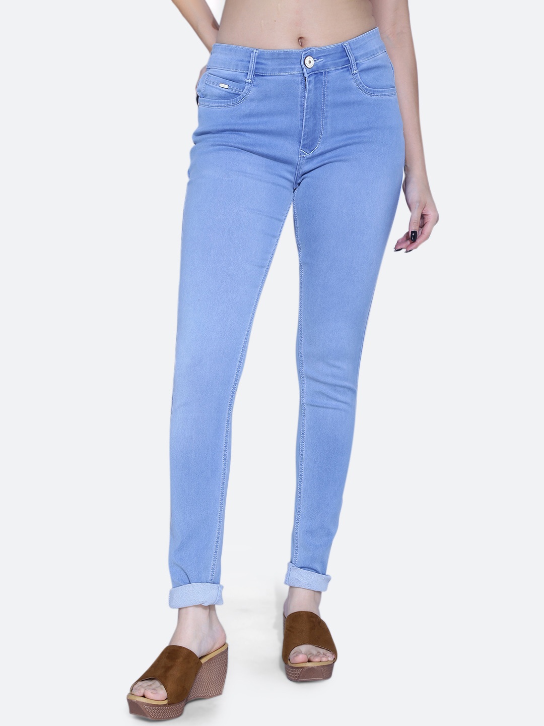 

FCK-3 Women Hottie Clean Look High-Rise Stretchable Jeans, Turquoise blue
