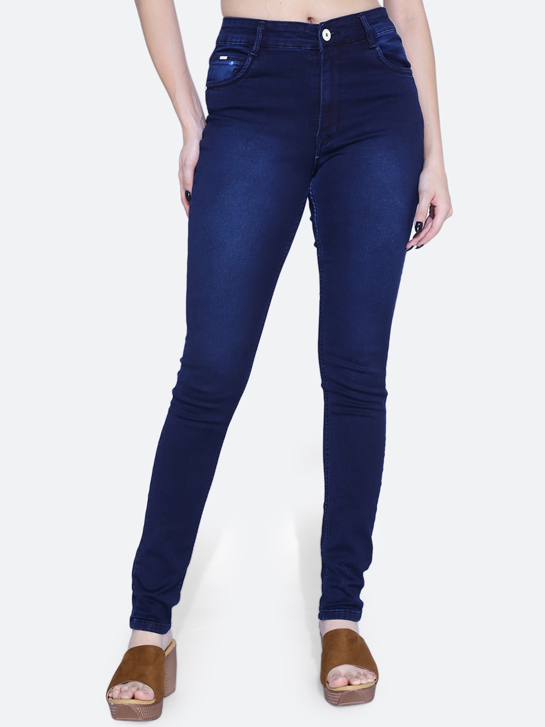 

FCK-3 Women Hottie Clean Look High-Rise Light Fade Stretchable Jeans, Olive