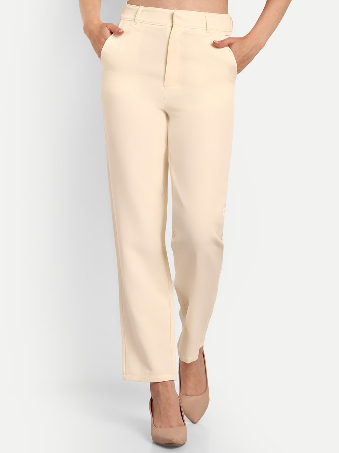 

PANDORNA Women Relaxed High Rise Regular Fit Cigarette Trouser, Brown