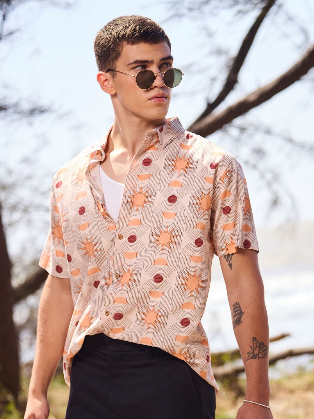 

The Souled Store Geometric Printed Casual Shirt, Pink