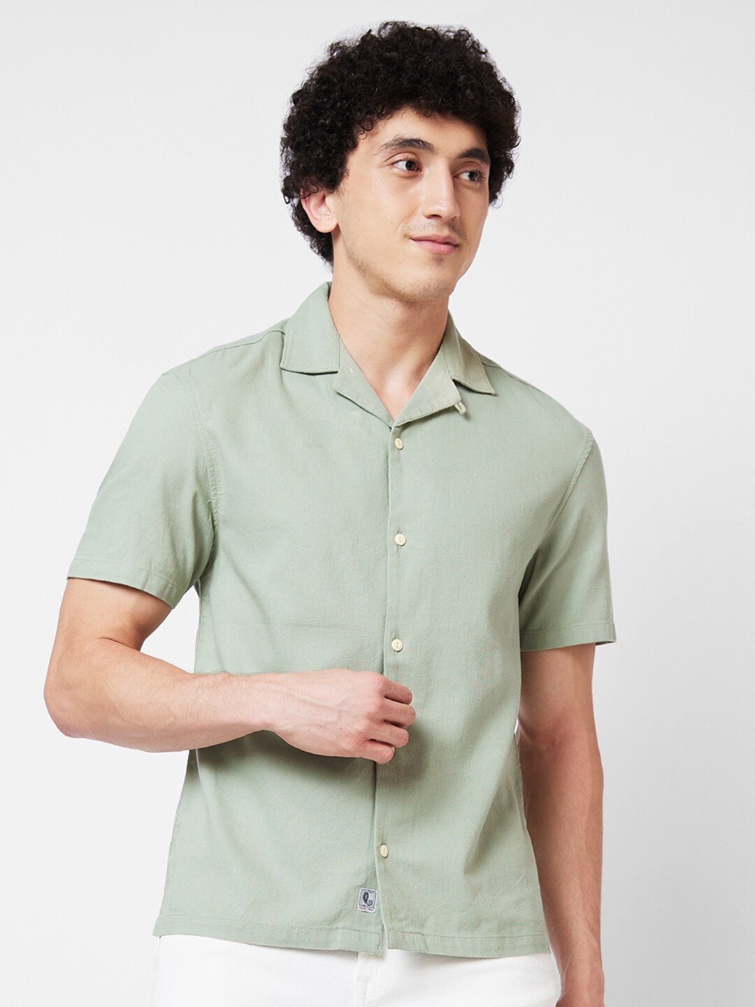 

SPYKAR Short Sleeves Cotton Casual Shirt, Green