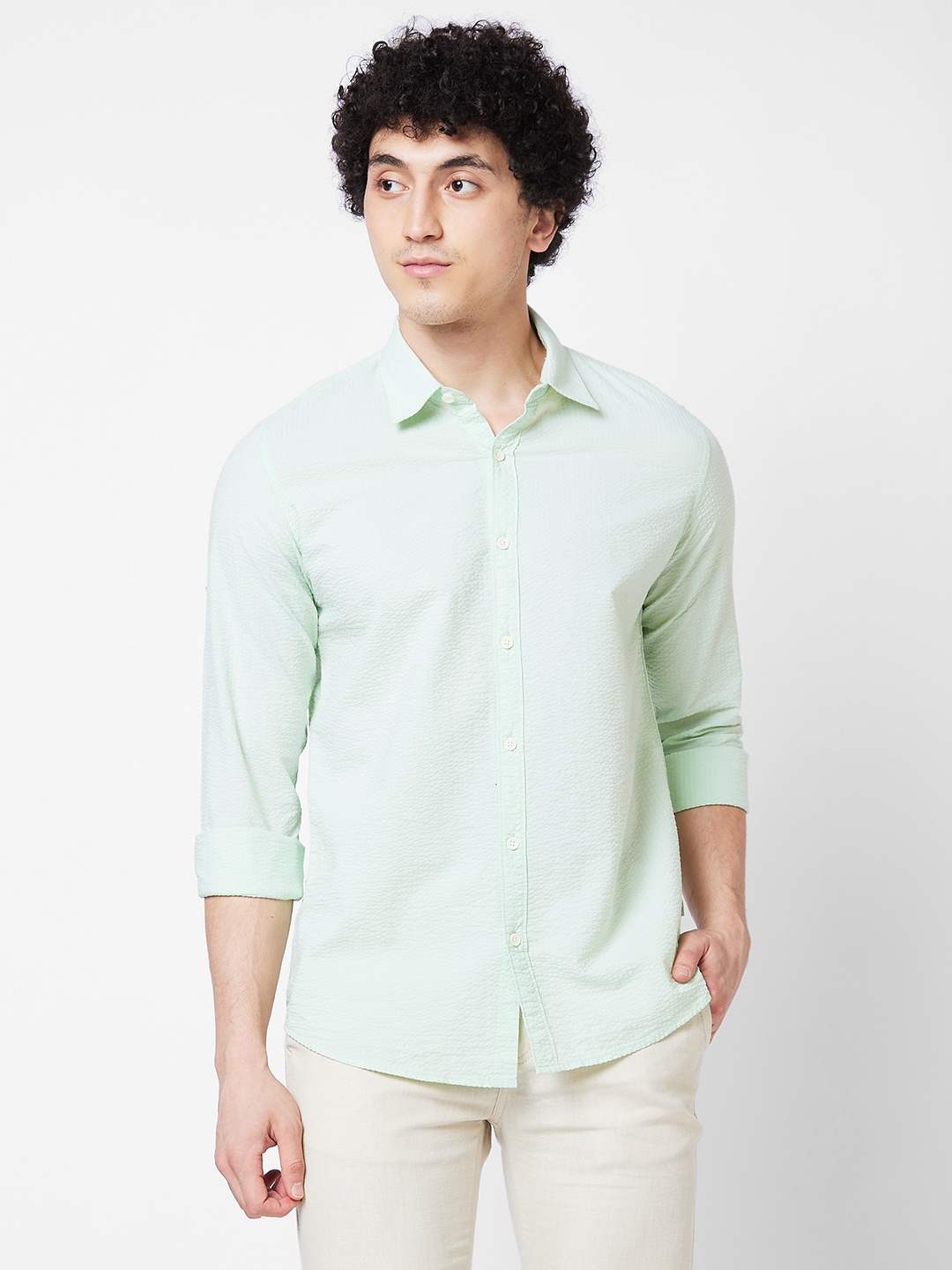 

SPYKAR Cotton Casual Shirt, Green