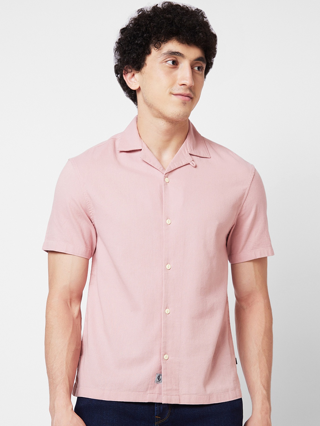 

SPYKAR Short Sleeves Cotton Casual Shirt, Pink