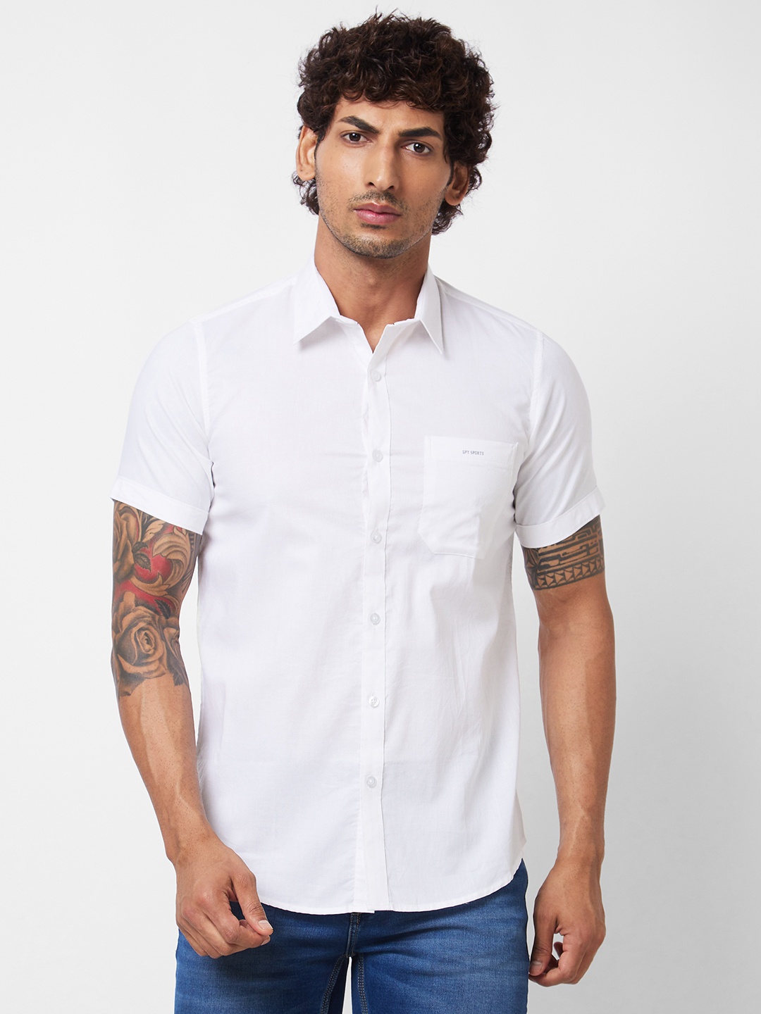 

SPYKAR Short Sleeves Cotton Casual Shirt, White