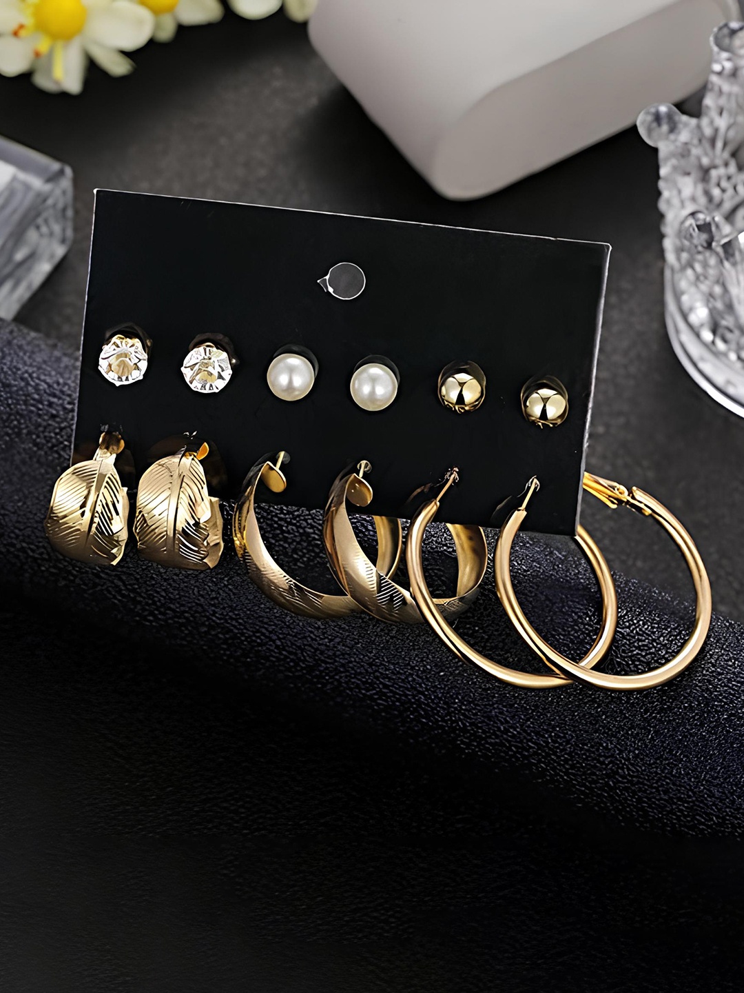 

KARISHMA KREATIONS Set Of 6 Gold-Plated Classic Earrings