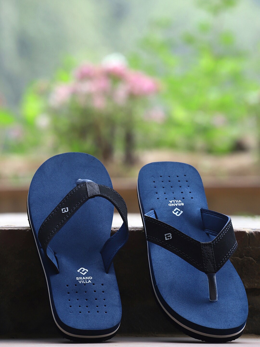 

BRAND VILLA Men Rubber Thong Flip-Flops, Navy blue