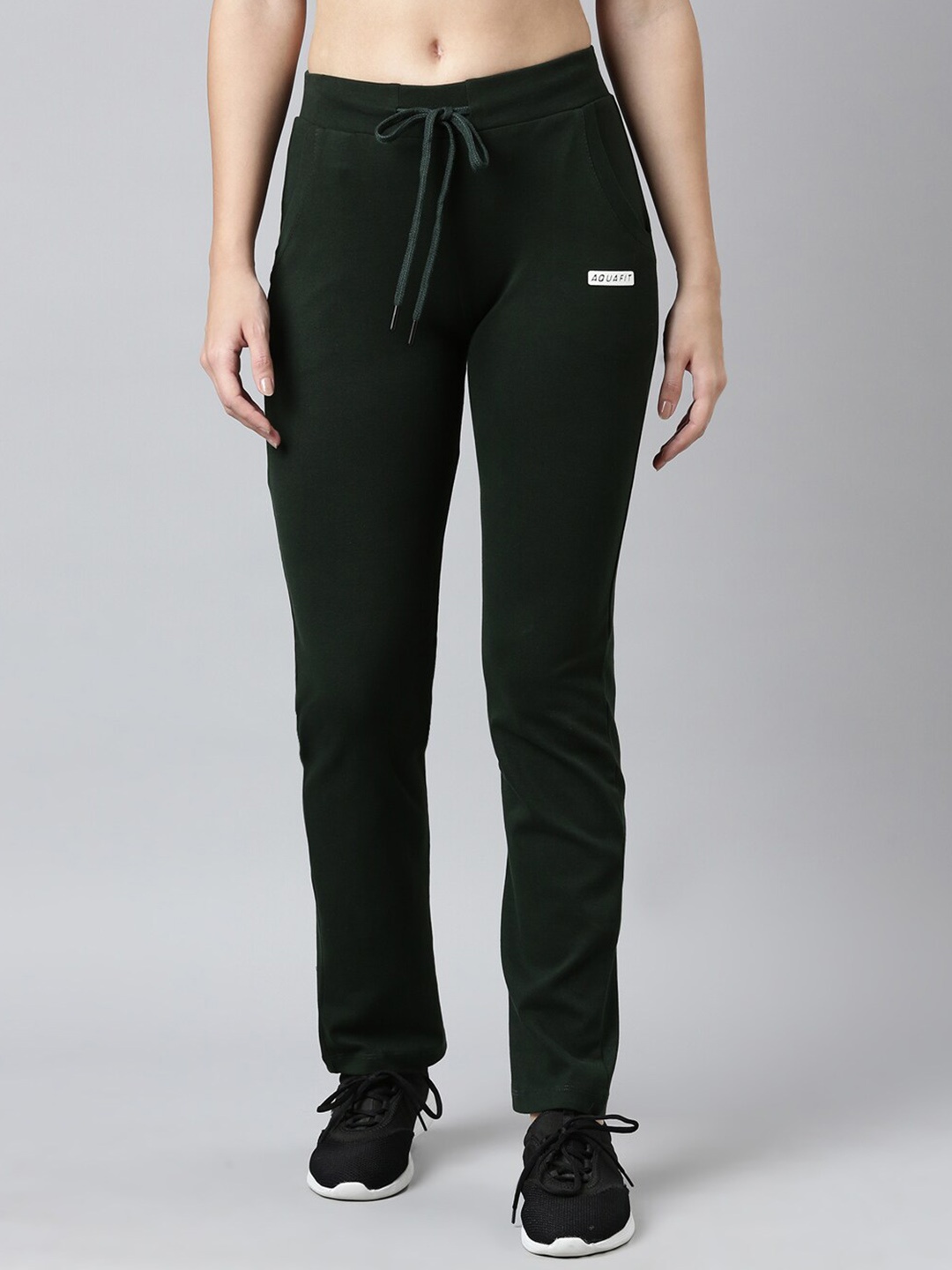 

SHOWOFF Women Slim-Fit Cotton Track Pants, Green