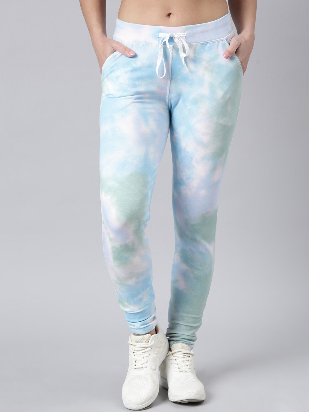 

SHOWOFF Women Abstract-Printed Slim-Fit Cotton Track Pant, Blue