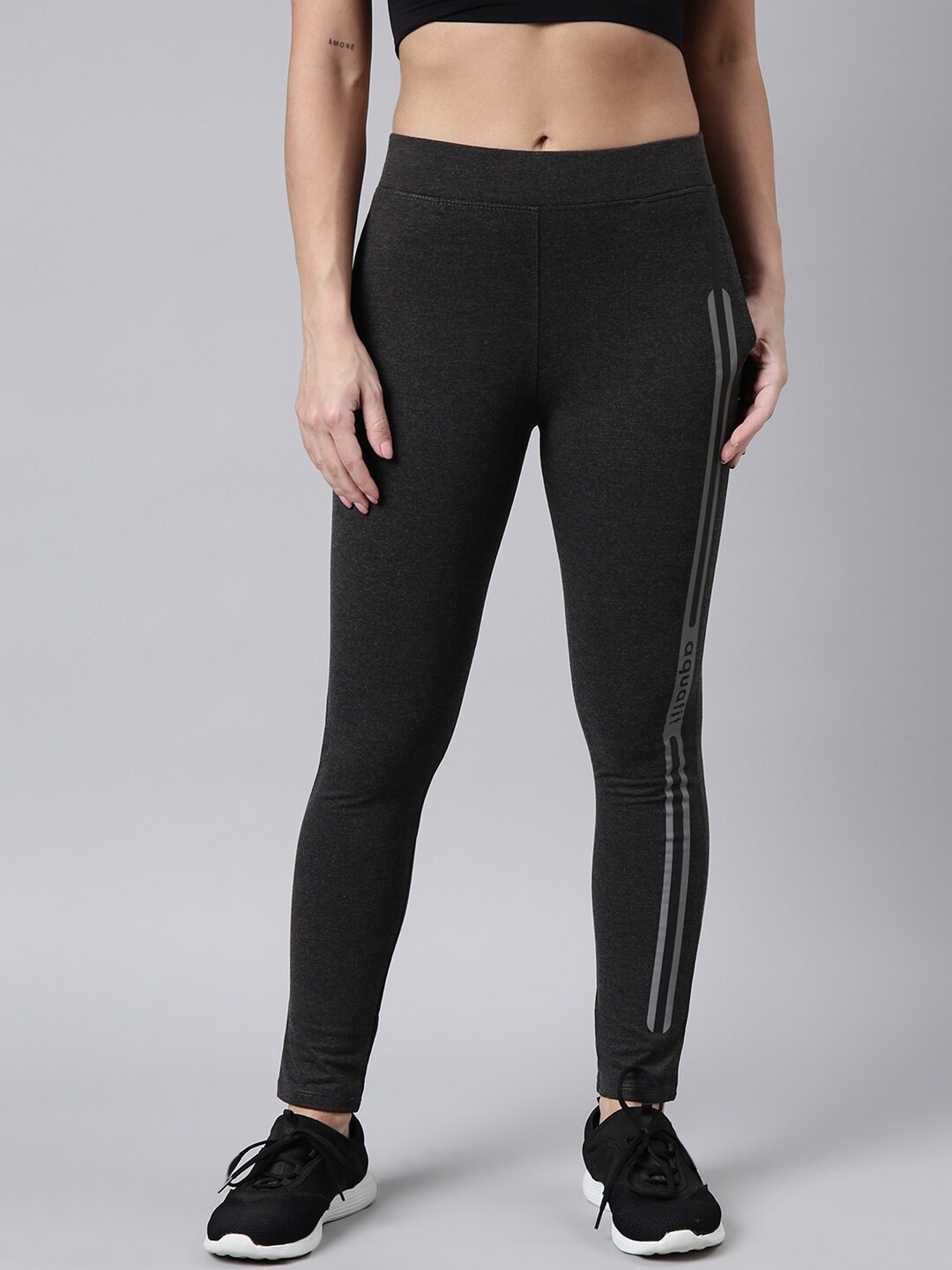 

SHOWOFF Women Slim-Fit Cotton Track Pants, Charcoal