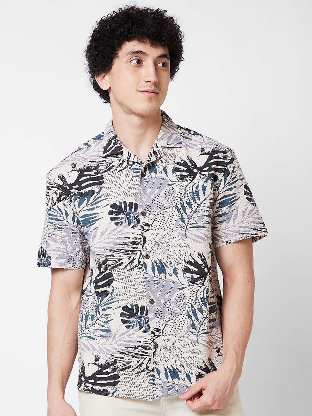

SPYKAR Floral Opaque Printed Cotton Casual Shirt, Green