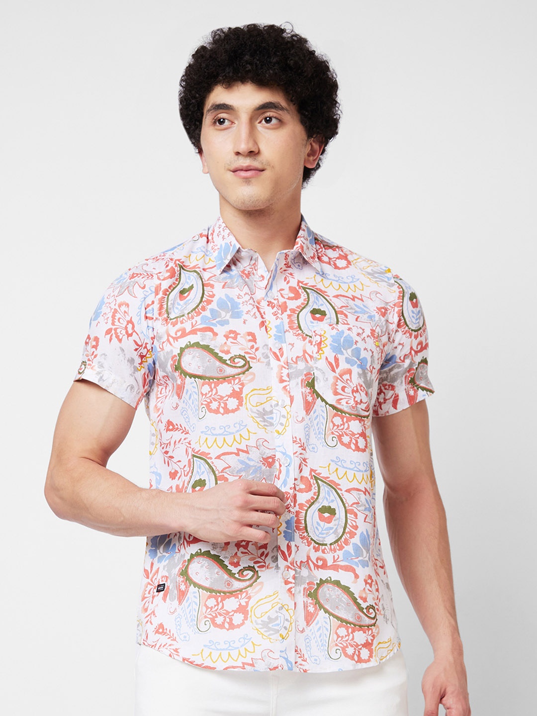 

SPYKAR Ethnic Motifs Printed Cotton Casual Shirt, Pink