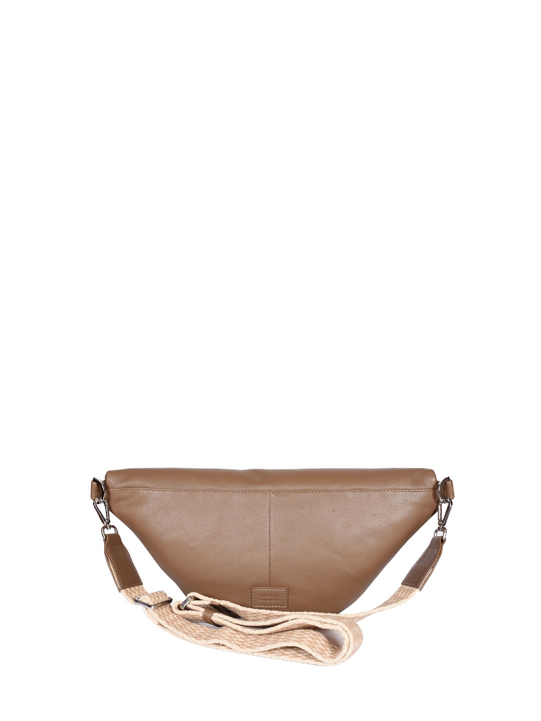 

Sassora Leather Zipper Waist Pouch, Taupe