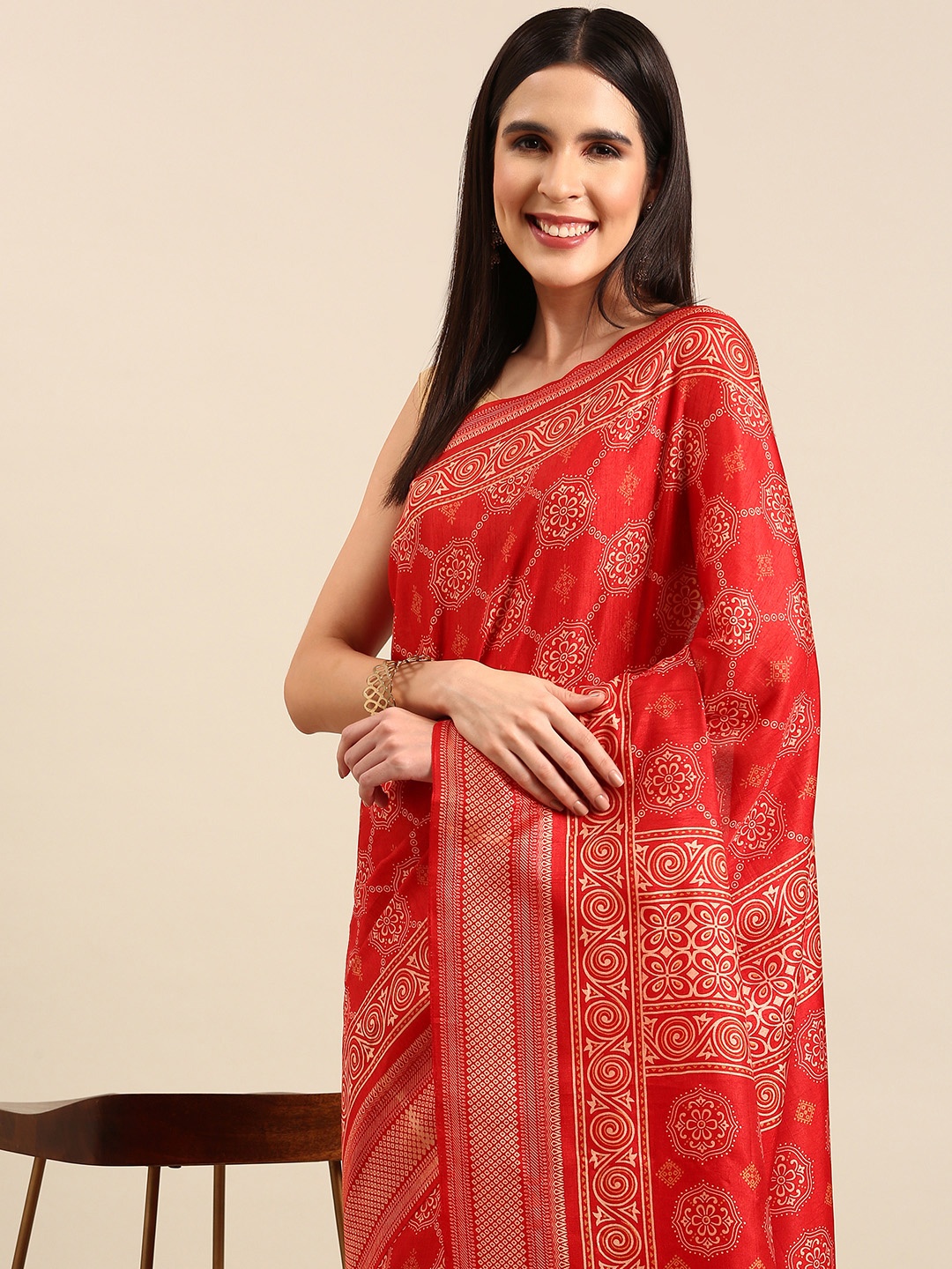 

HERE&NOW Ethnic Motifs Art Silk Saree, Pink