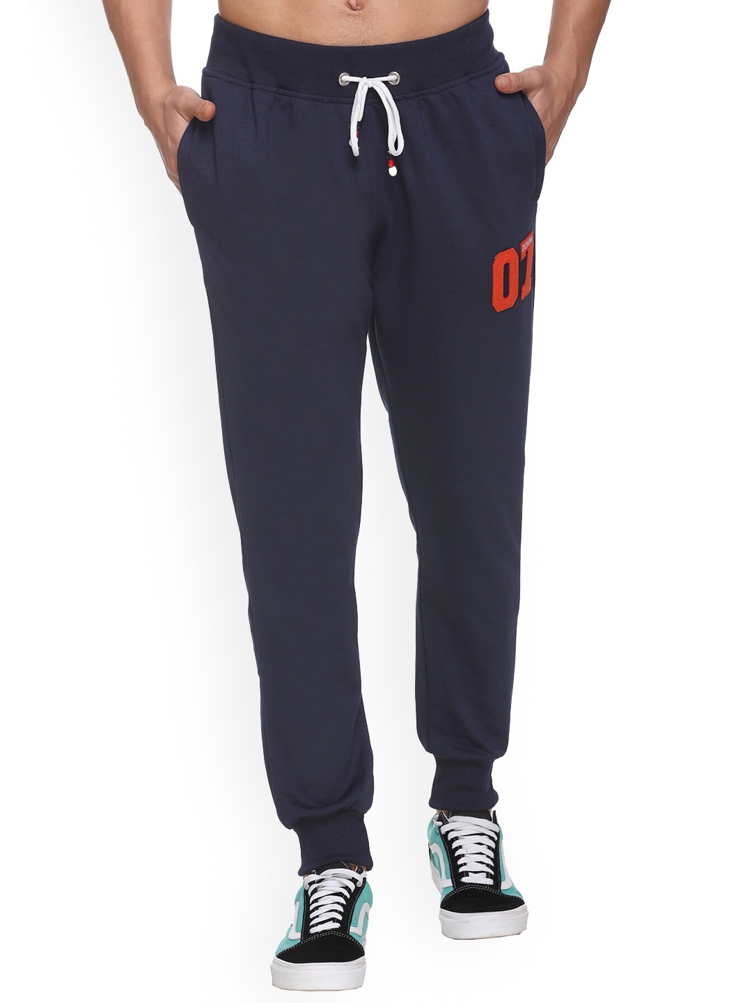 

BASIS Men N07 Cotton Mid-Rise Joggers, Navy blue