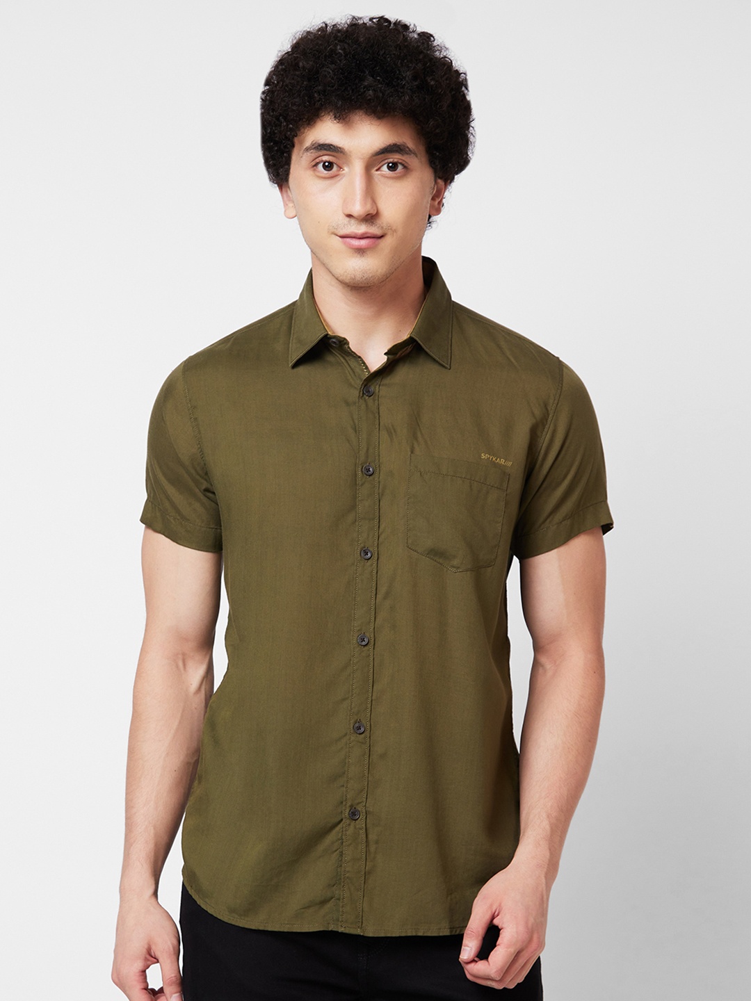 

SPYKAR Short Sleeves Cotton Casual Shirt, Green