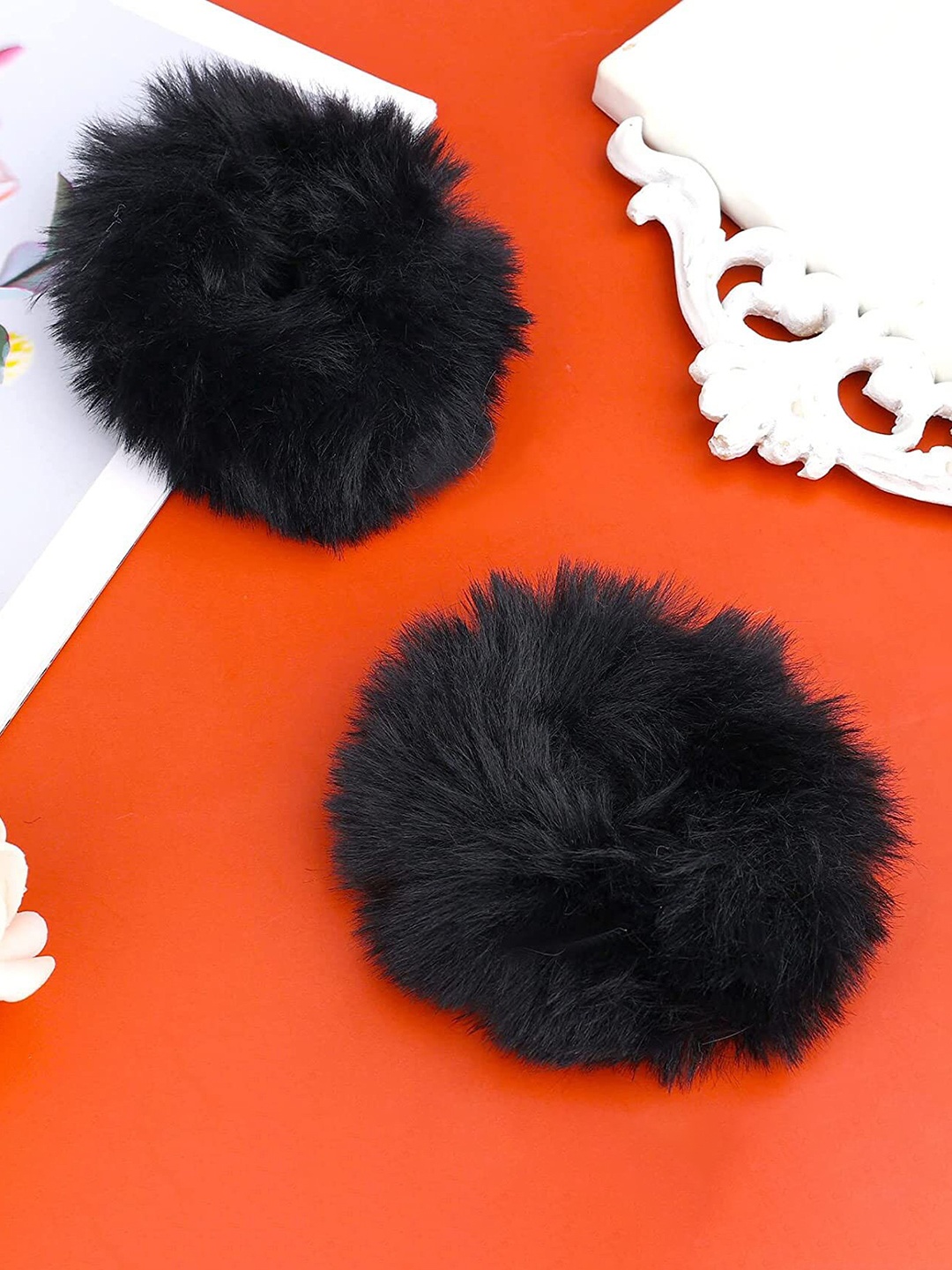 

BAESD Girls Fur Ponytail Holders, Black