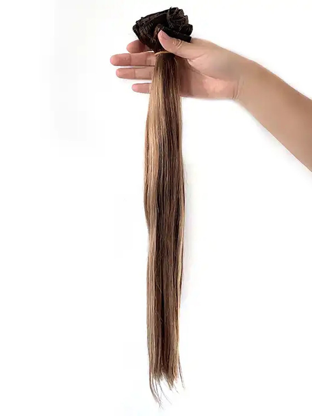 

Based Set of 2 Clip In Straight Hair Extensions - Black & Golden, Gold