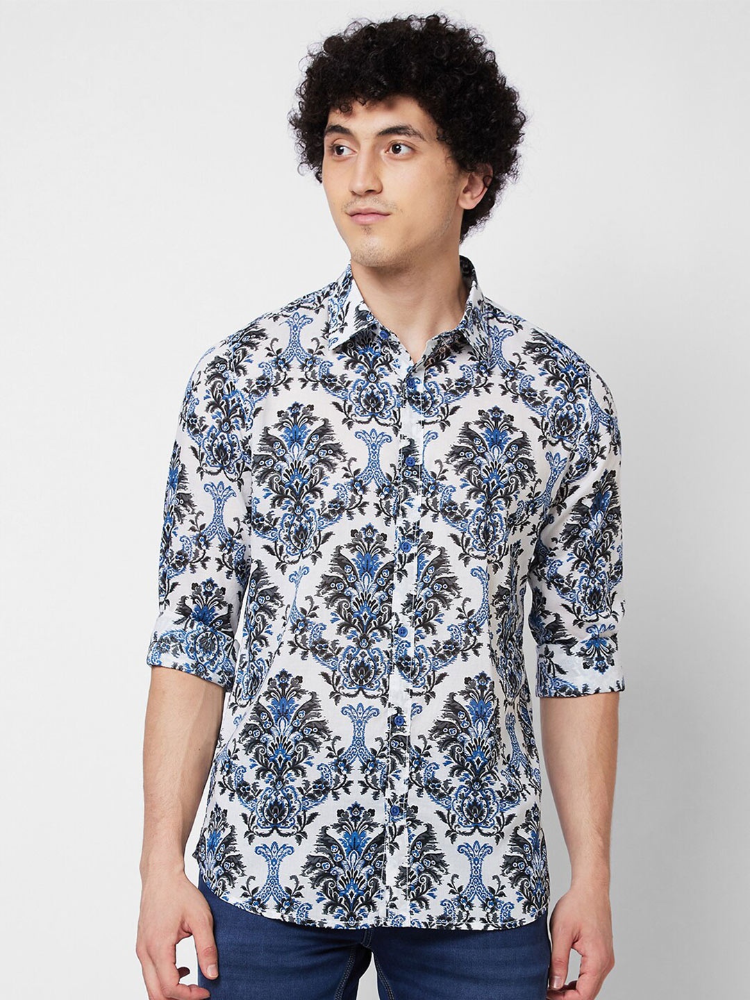 

SPYKAR Floral Printed Cotton Casual Shirt, Blue