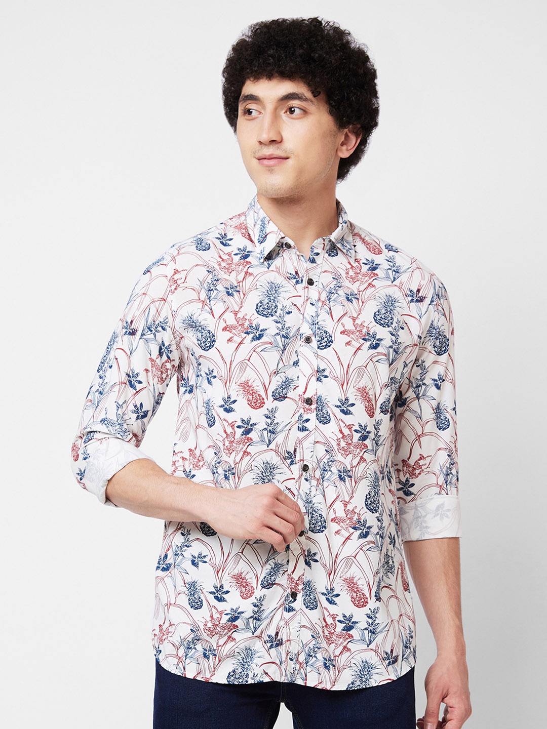 

SPYKAR Floral Printed Cotton Casual Shirt, White