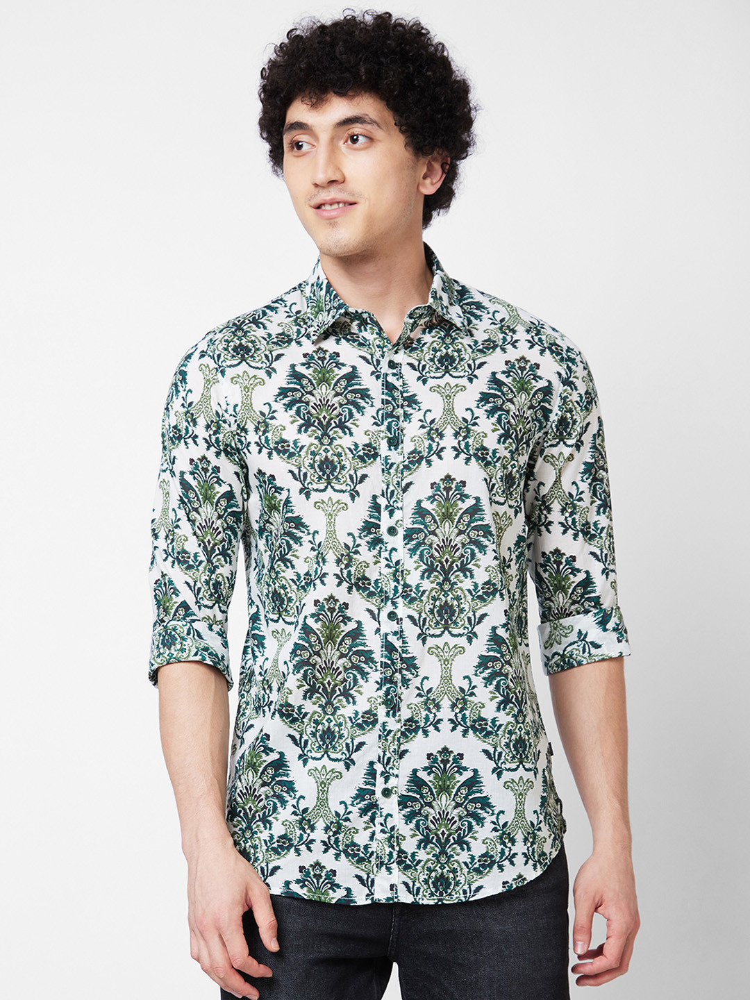 

SPYKAR Ethnic Motifs Printed Cotton Casual Shirt, Green