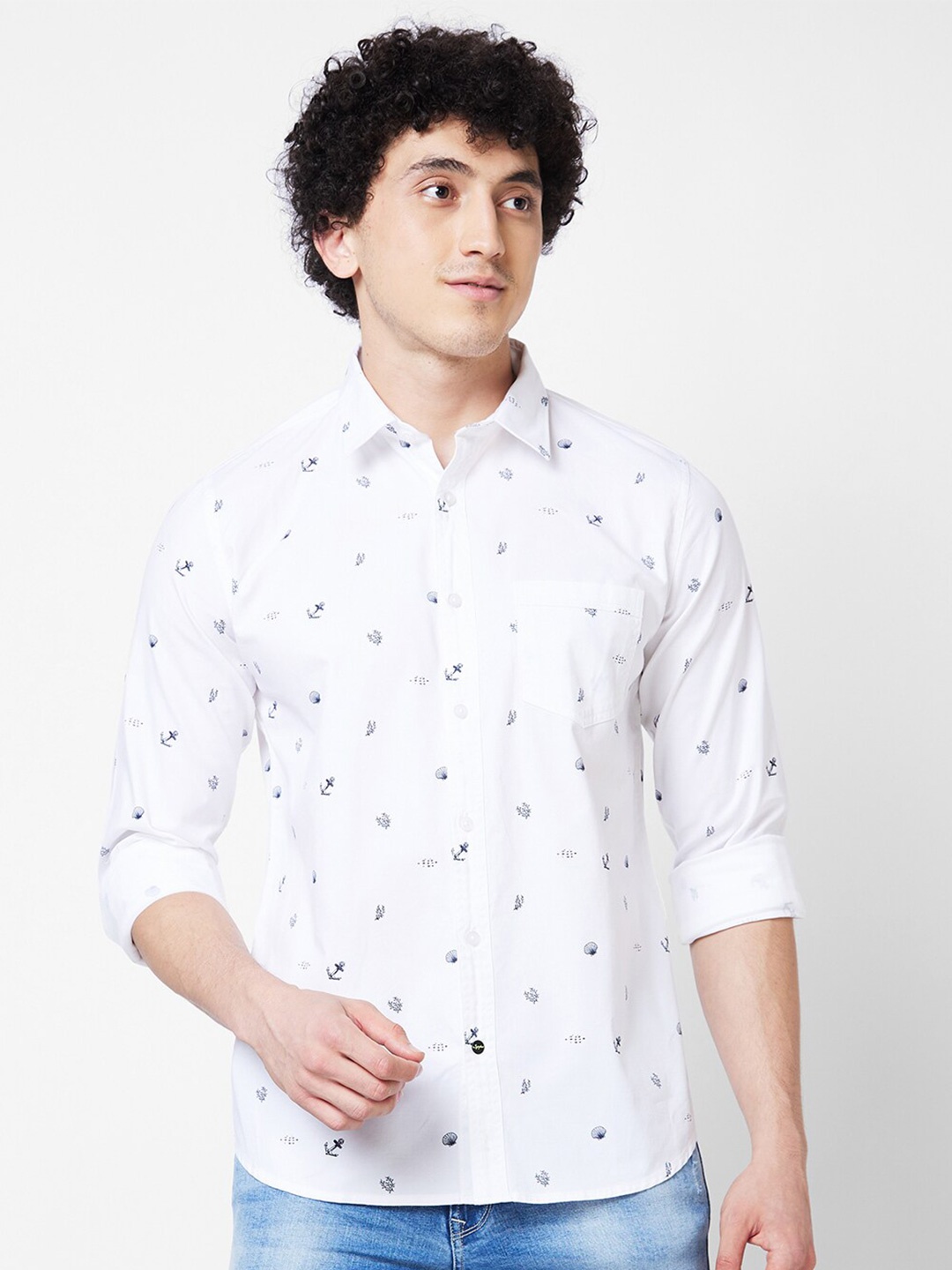 

SPYKAR Opaque Conversational Printed Casual Shirt, White