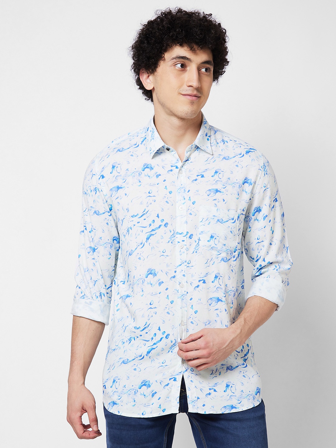 

SPYKAR Floral Printed Cotton Casual Shirt, White