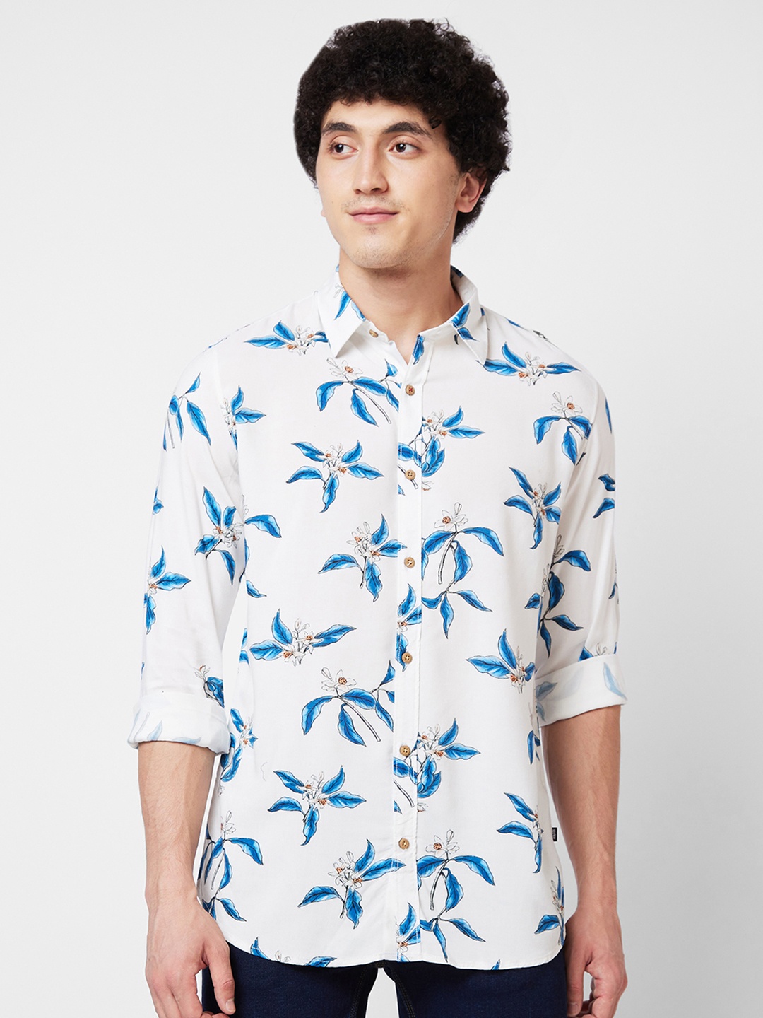 

SPYKAR Floral Printed Cotton Casual Shirt, White