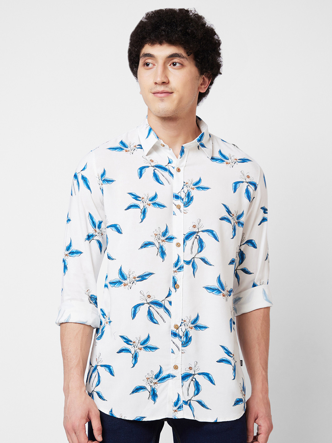 

SPYKAR Conversational Printed Cotton Shirt, White