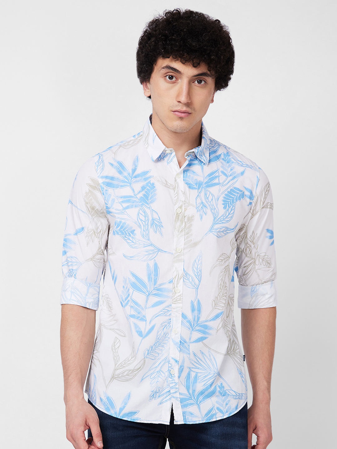 

SPYKAR Floral Printed Cotton Casual Shirt, Blue