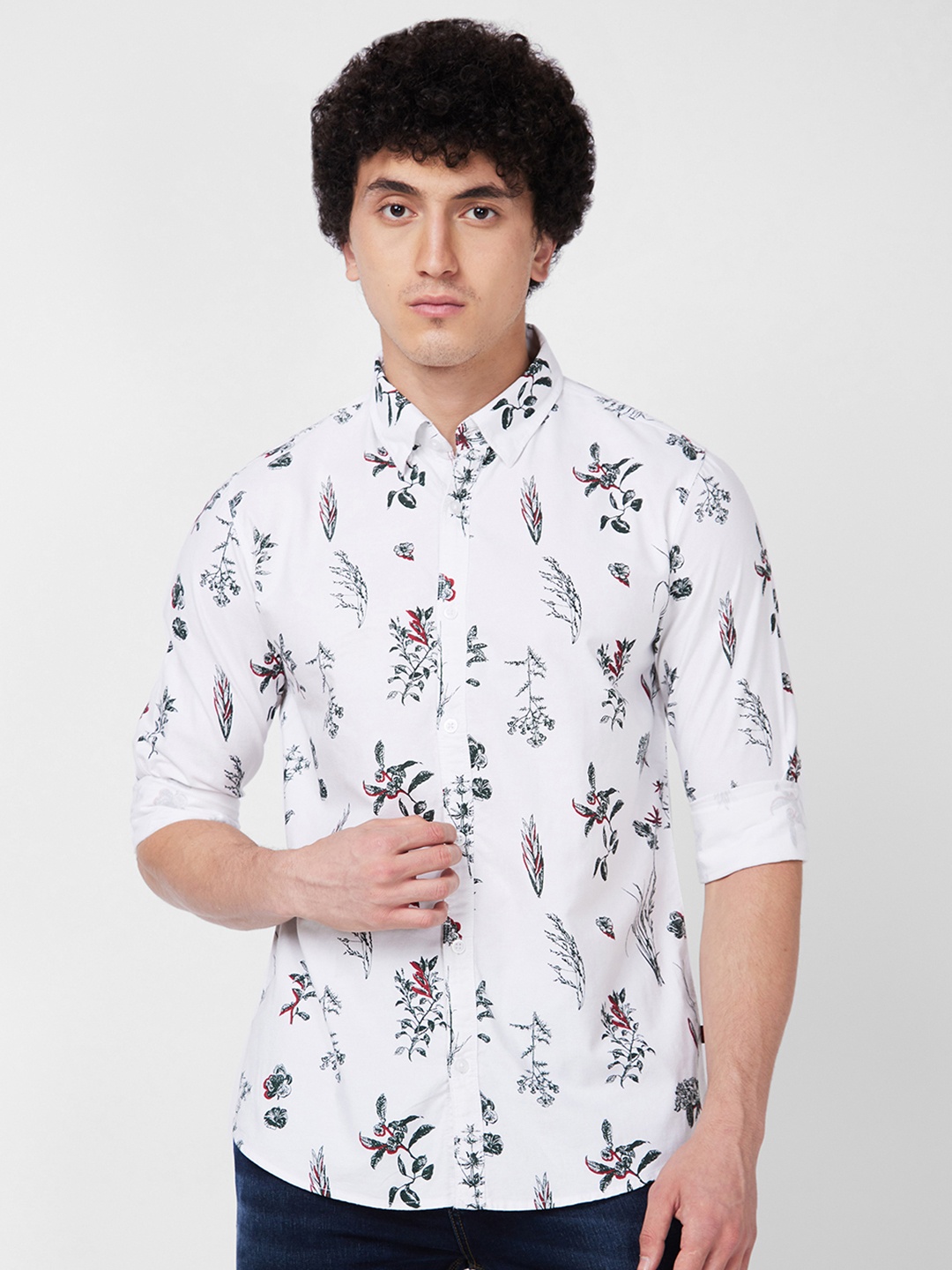 

SPYKAR Floral Printed Cotton Casual Shirt, White