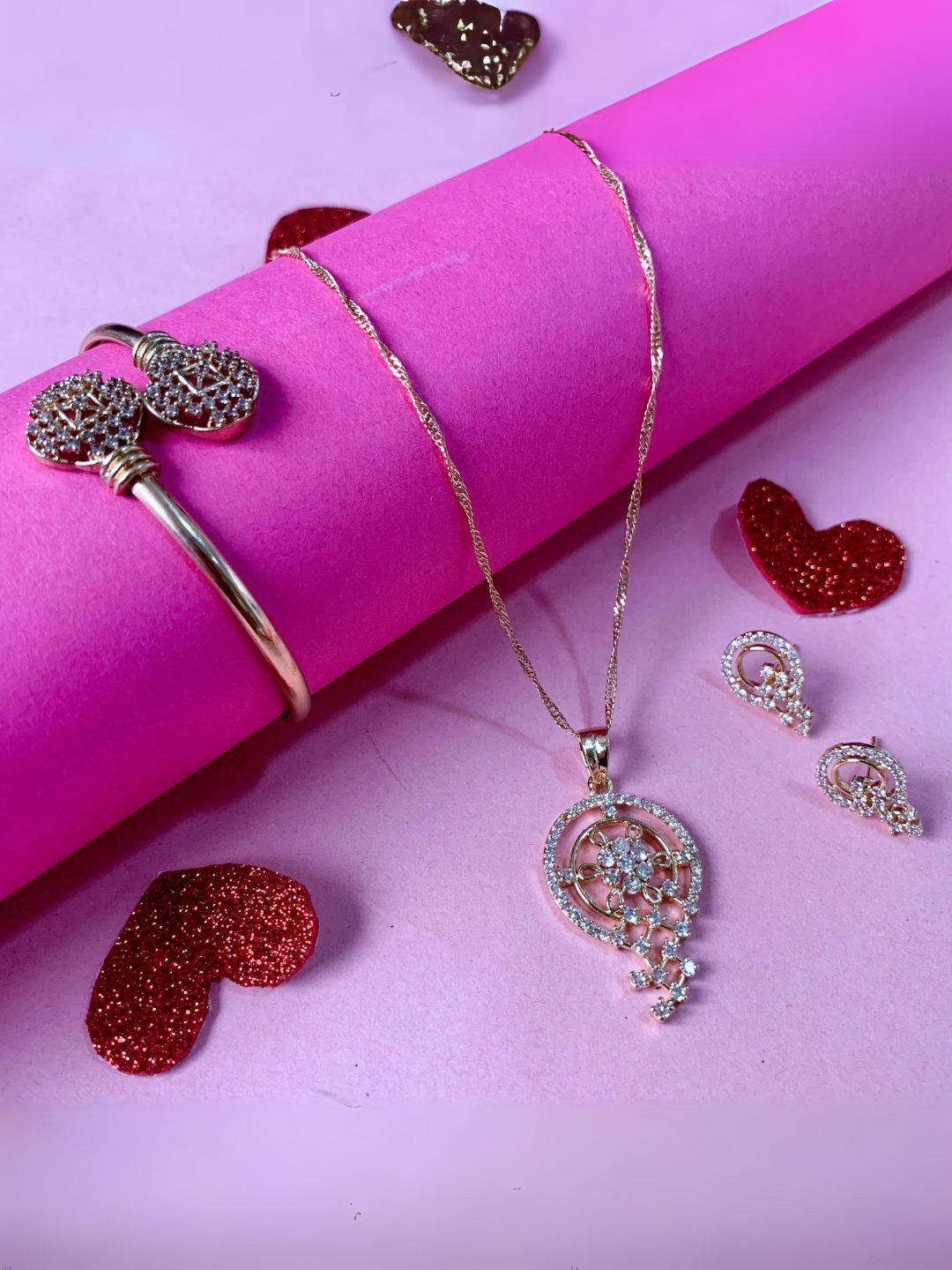 

I Jewels Rose Gold-Plated Jewellery Set
