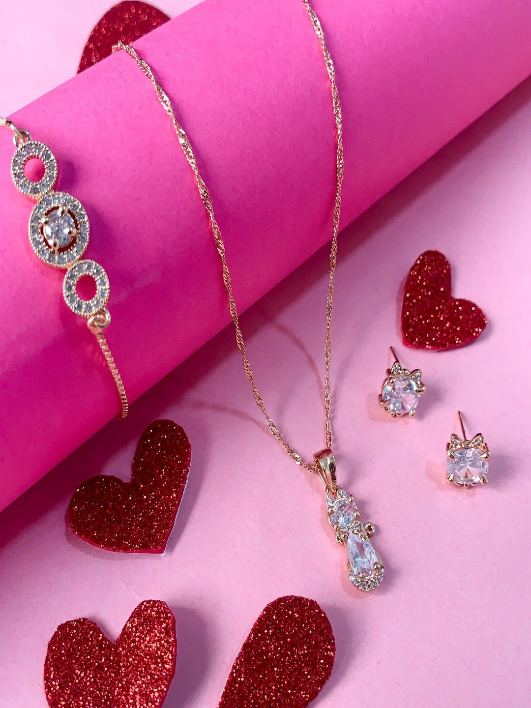 

I Jewels Rose Gold-Plated Jewellery Set