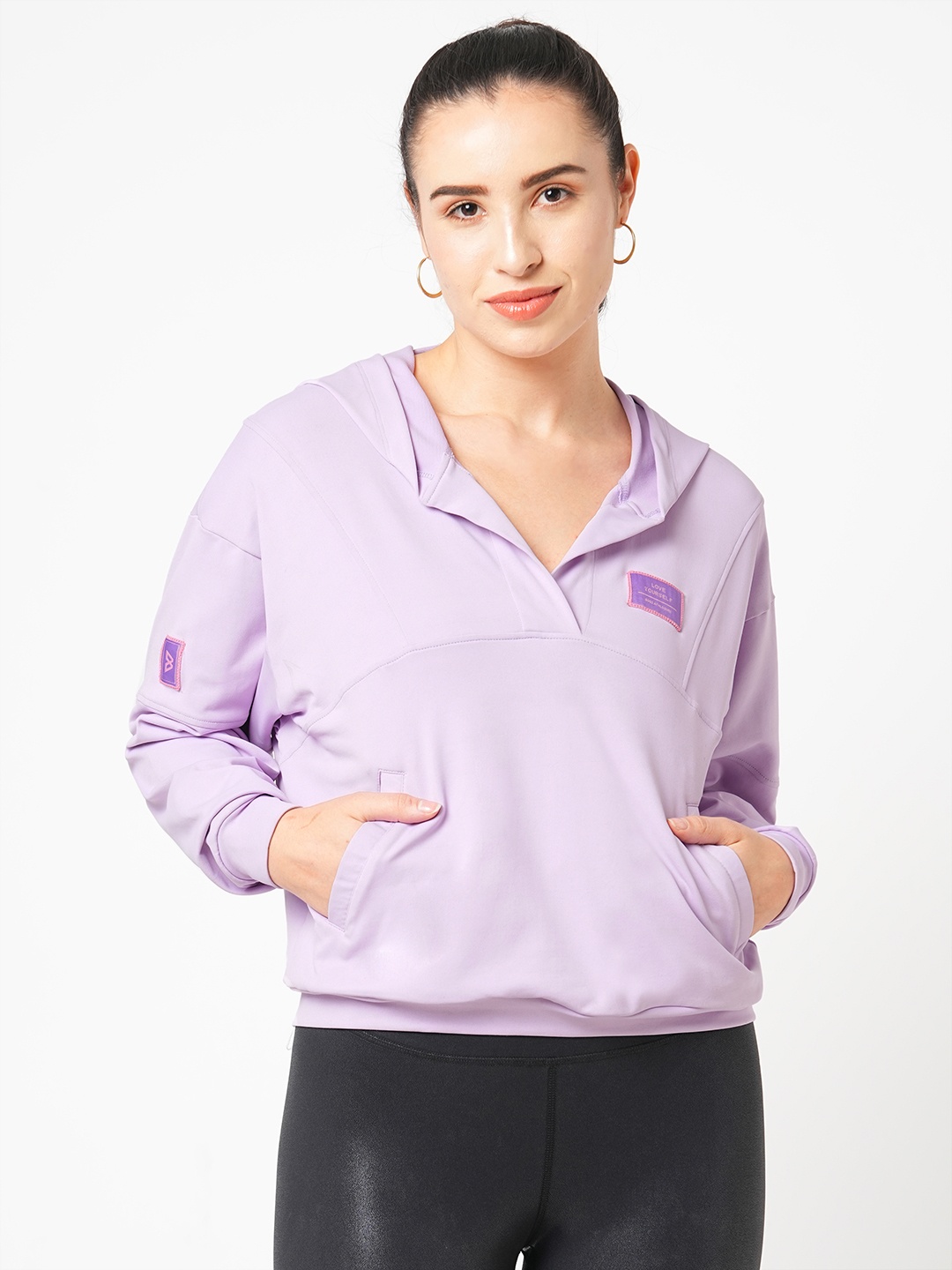 

BODD ACTIVE Hooded Long Sleeves Pullover Sweatshirt, Lavender